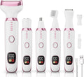 5-in-1 Cordless Electric Shaver for Women, Painless Facial Eyebrow Nose Hair Trimmer, Wet Dry Bikini Body Groomer