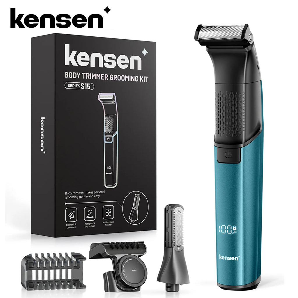 KENSEN S15 Electric Hair Trimmer 2 in 1 Dual-sided Blade Shaver Razor Waterproof Beard Trimmer Body Hair Shaving for Men Barber